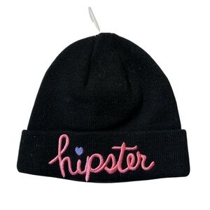 Children's Place Kids Black Hipster Heart Beanie Winter Warm